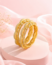 Stylish Partywear Pink Meenakari Fancy Openable Bangles / Kada (Set of 2)