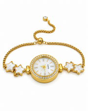 Fancy Star Bracelet Watch | Stylish Gold Plated Adjustable Watch for Girls | Partywear Jewelry Watch