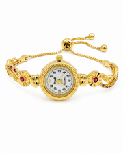 Stylish Fancy Gold Bracelet Watch - Adjustable Free Size Partywear Watch for Women