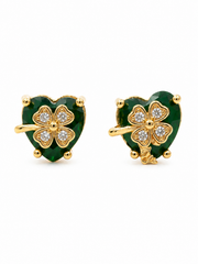 Fancy Green Heart Clover Studs - Stylish Partywear Tops for Women