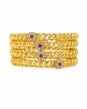 Stylish Floral Ruby Gold-Plated Bangle Set (Set of 4) - Fancy Partywear Bengals