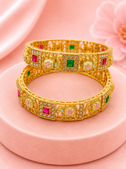 Fancy Stylish Royal Elephant Meenakari Bangles (Set of 2) - Latest Partywear Design