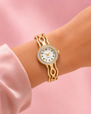 Fancy Stylish Gold Bangle Watch for Women | Partywear Bracelet Ghadi | Trending Gold-Plated Watch