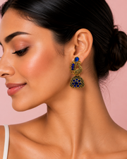 Fancy Peacock Blue Jhumka Earrings | Stylish Partywear More-Design Jhumki