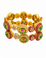 Fancy Partywear Traditional Gold Plated Stone Kada (Set of 2) - Stylish & Trending