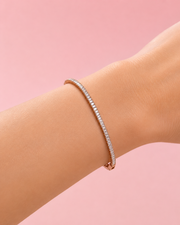 Fancy Baguette Diamond Rose Gold Bracelet | Stylish American Diamond Bracelet for Partywear