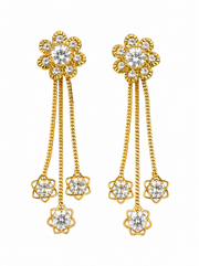 Stylish Fancy Gold Plated Flower Tassel Earrings | Partywear Stone Earrings