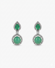 Fancy Green Emerald Stone Stylish Partywear Earrings | Trending Silver-Plated Danglers