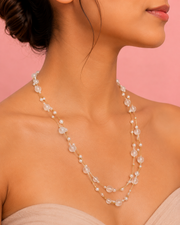 Trendy Double Layer Fancy Moti Chain | Stylish White Bead Necklace for Partywear