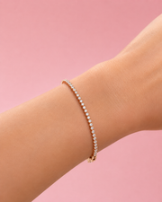 Fancy Rose Gold American Diamond Single Line Bracelet / Stylish Partywear AD Tennis Bracelet