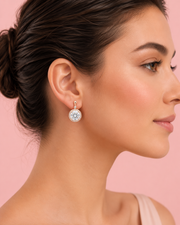 Fancy Rose Gold American Diamond Solitaire Earrings | Stylish Partywear Earrings for Women
