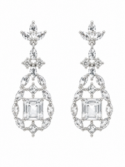 Fancy Stylish Silver AD Stone Earrings | New Design Partywear Chandelier Drops | Meera/Suhani Collection