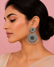 Oxidized Silver Peacock Design Chandbali Earrings & Jhumkas for Women and Girls