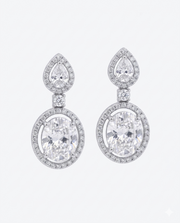 Stylish Fancy Diamond-Look Halo Earrings | Partywear Silver Drops | Trending Western Earrings