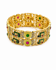 Traditional Antique Gold Plated Ruby Emerald Studded Bangle Set (Pack of 2)