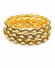 Stylish Partywear Kundan Bangles / Fancy Meenakari Gold Kada Set of 4