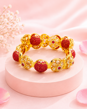 Stylish Partywear Ruby-Kundan Gold Plated Broad Kadas (Set of 2) - Fancy Jewellery