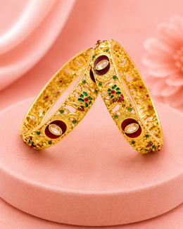 Stylish Fancy Elephant Meenakari Kada Bangles (Set of 2) – Partywear Jewellery