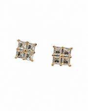 Fancy Stylish AD Square Studs / Trendy Gold-Plated Partywear Earrings