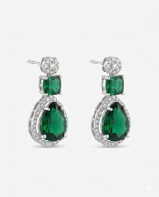 Fancy Emerald Green Teardrop Earrings / Stylish Western Partywear Danglers