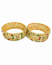 Ethnic Kundan & Meenakari Gold Plated Bangles Set (Pack of 6)