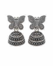Stylish Butterfly Jhumka / Fancy Oxidized Silver Butterfly Earrings / Partywear Jhumki