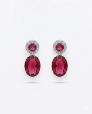 Fancy Ruby Pink Partywear Earrings | Stylish Silver-Plated Drop Earrings | Trending Imitation Jewellery for Girls & Women