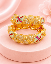 Stylish Fancy Meenakari Bridal Kada / Broad Designer Bangles (Set of 2)