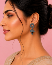 Stylish Fancy Oxidized Flower Jhumka / Partywear Silver Jhumki Earrings